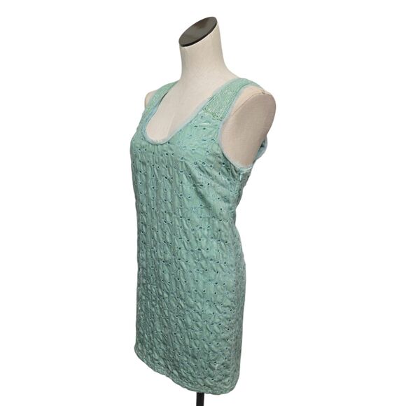 Free People Mint Velvet Beaded Sleeveless Mini Shift Dress Size 2 Pastel Green‎ - Picture 8 of 11
